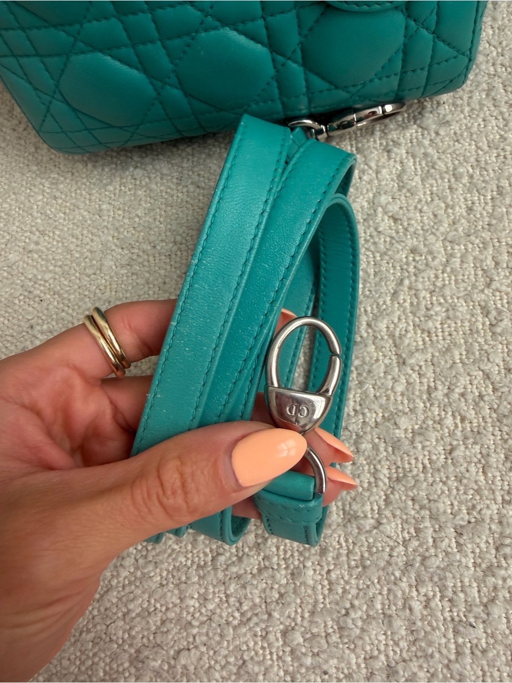 Lady Dior Mini Bag in Teal - Picture 4 of 16